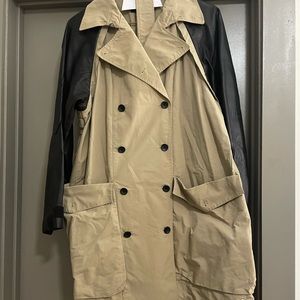 Womans rag and bone trench coat leather sleeves